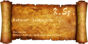 Kehrer Szabolcs névjegykártya